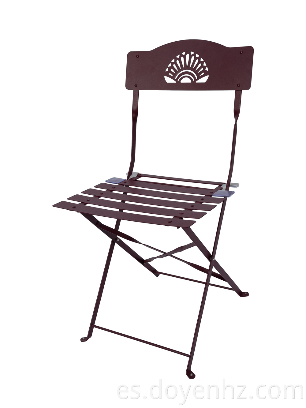 Outdoor Metal Folding Chair with Fanned Pattern Back